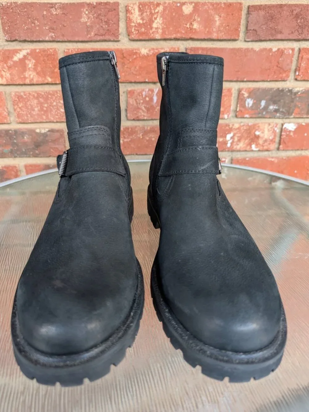 Men's Crown Vintage Black Leather Ankle Boots Size 9 M